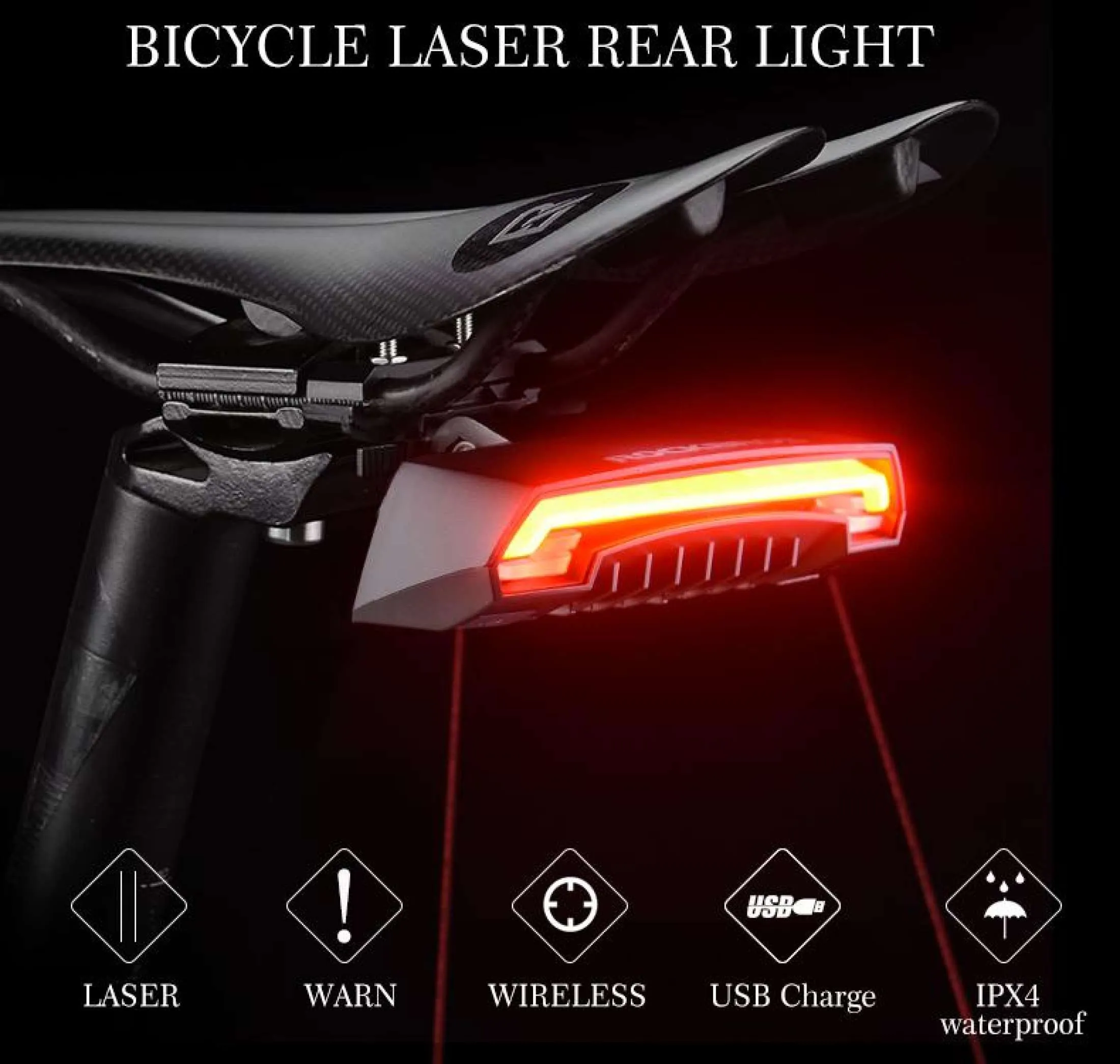 ROCKBROS R1 Laser Waterproof Safety Warning Bike Intelligent Remote Control Rear LED Light