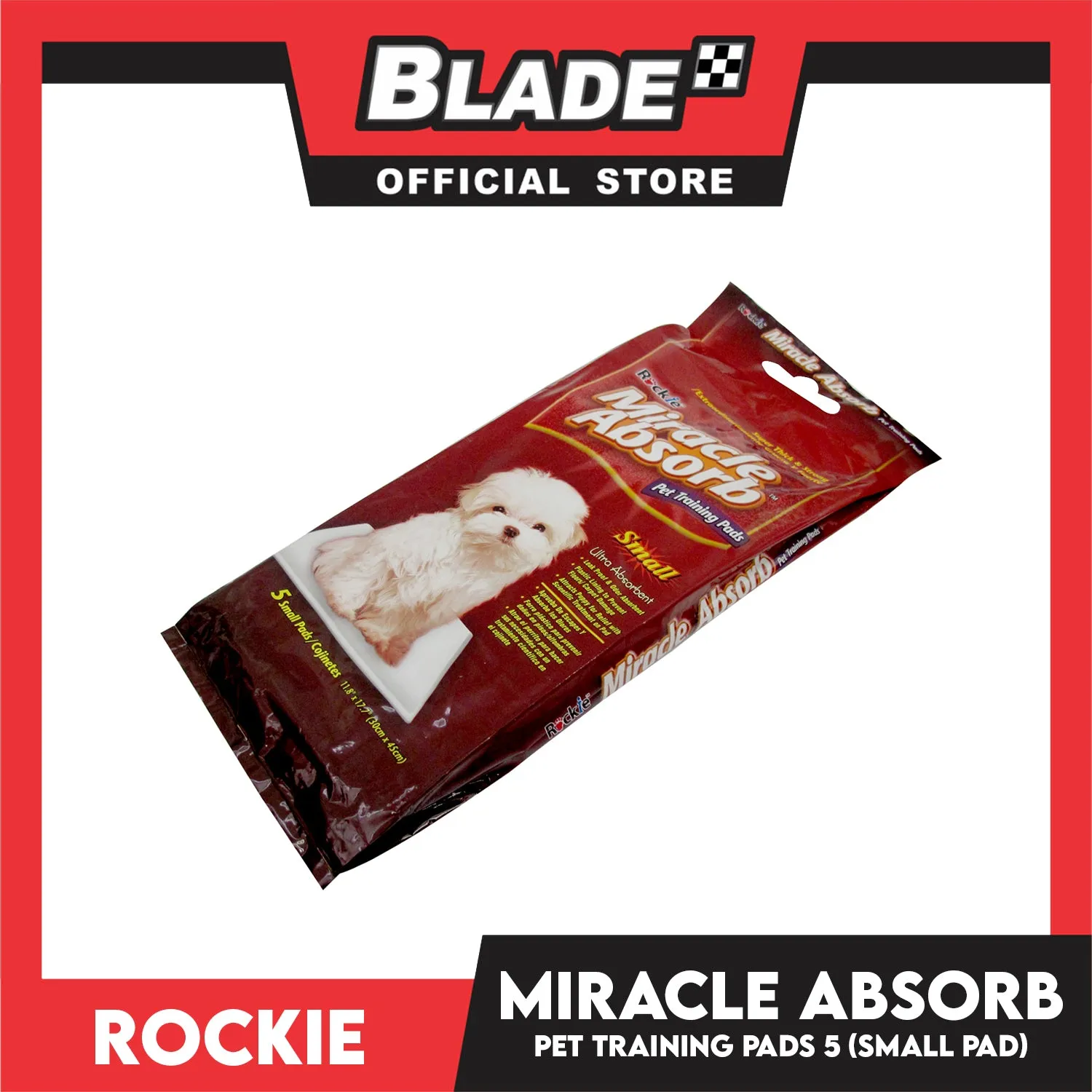 Rockie Miracle Absorb Pet Training Pads 5 Small Pads Ultra Absorbent