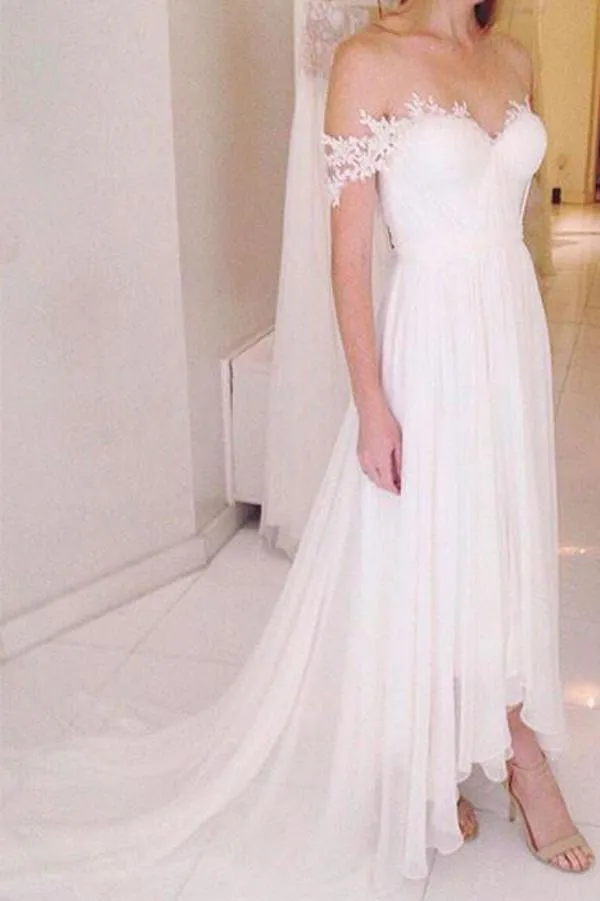 Roycebridal Fabulous Tulle Lace Simple Off Shoulder Wedding Dress, Lace Bridal Dresses, MW151