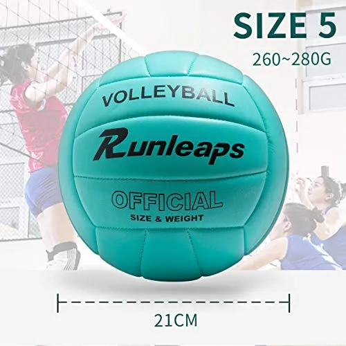Runleaps Volleyball, Waterproof Indoor Outdoor Volleyball for Beach Game Gym Training (Official Size 5)