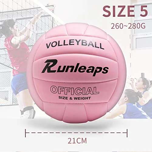 Runleaps Volleyball, Waterproof Indoor Outdoor Volleyball for Beach Game Gym Training (Official Size 5)