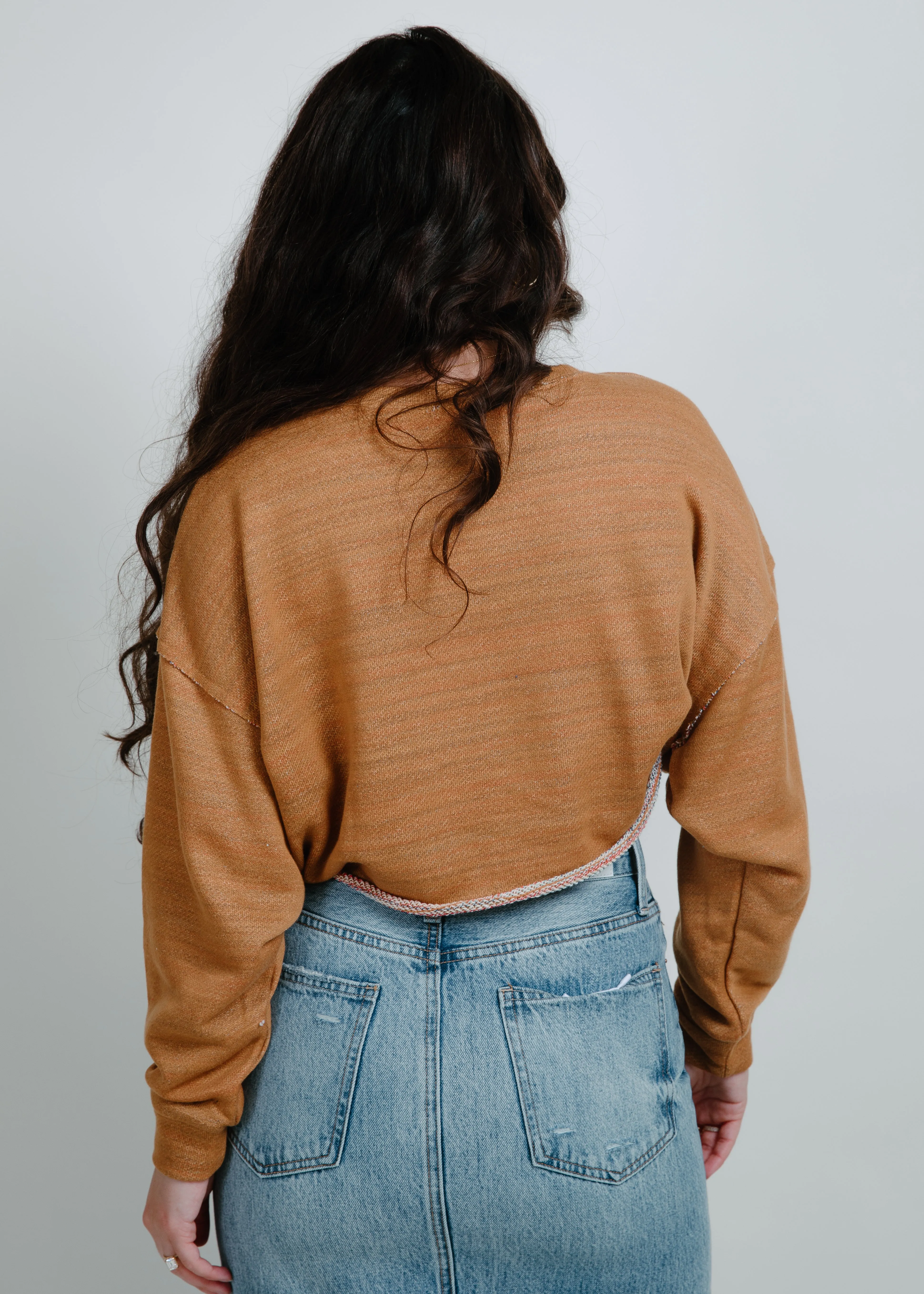 Running Errands Cropped Sweatshirt - Brown Sugar