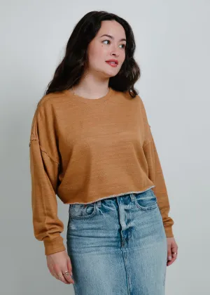 Running Errands Cropped Sweatshirt - Brown Sugar