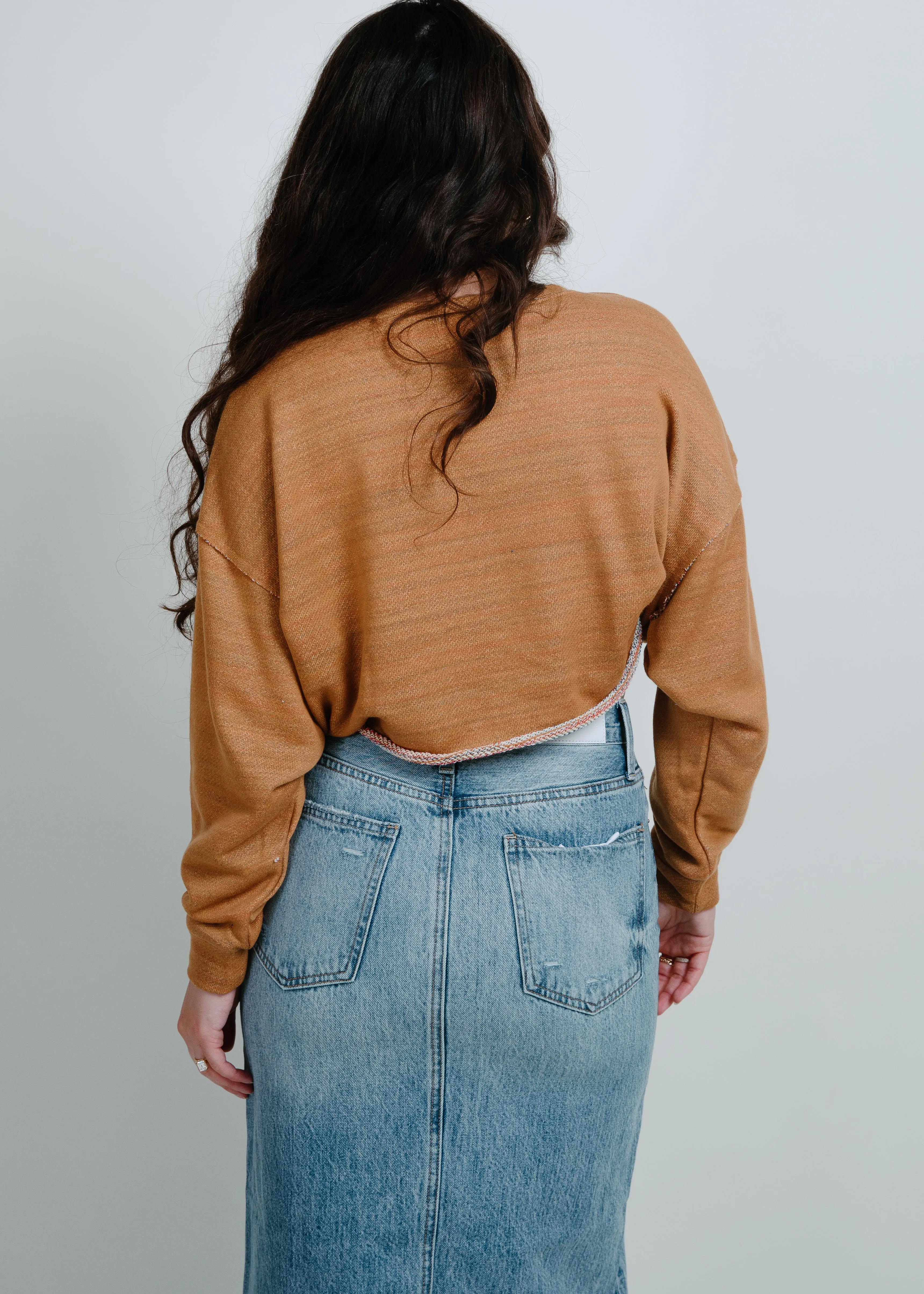 Running Errands Cropped Sweatshirt - Brown Sugar
