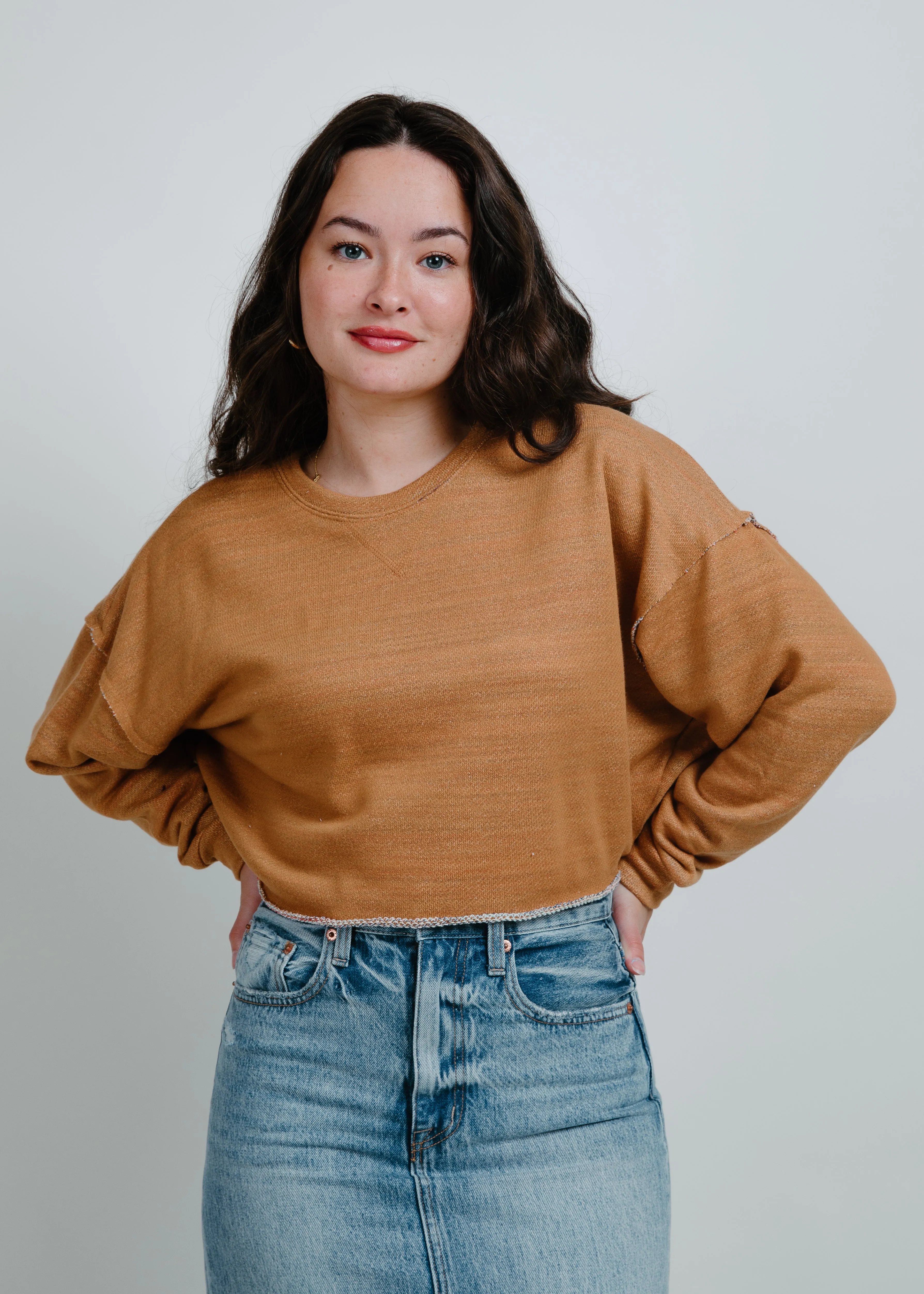Running Errands Cropped Sweatshirt - Brown Sugar