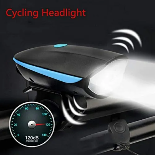 RYLAN USB Rechargeable Bike Horn and Light 140 DB with Light 3 Modes Super Bright 250 Lumens (Black)