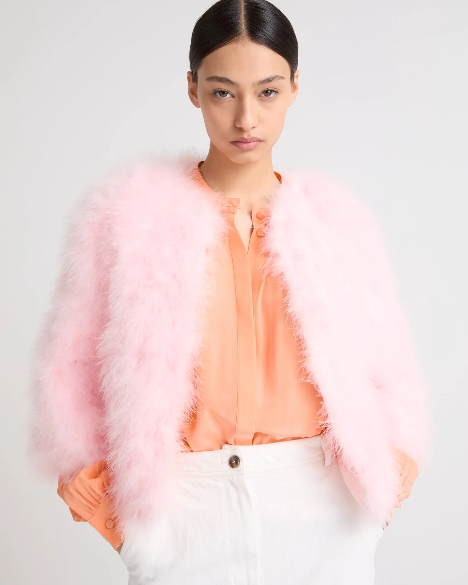 Short feather jacket