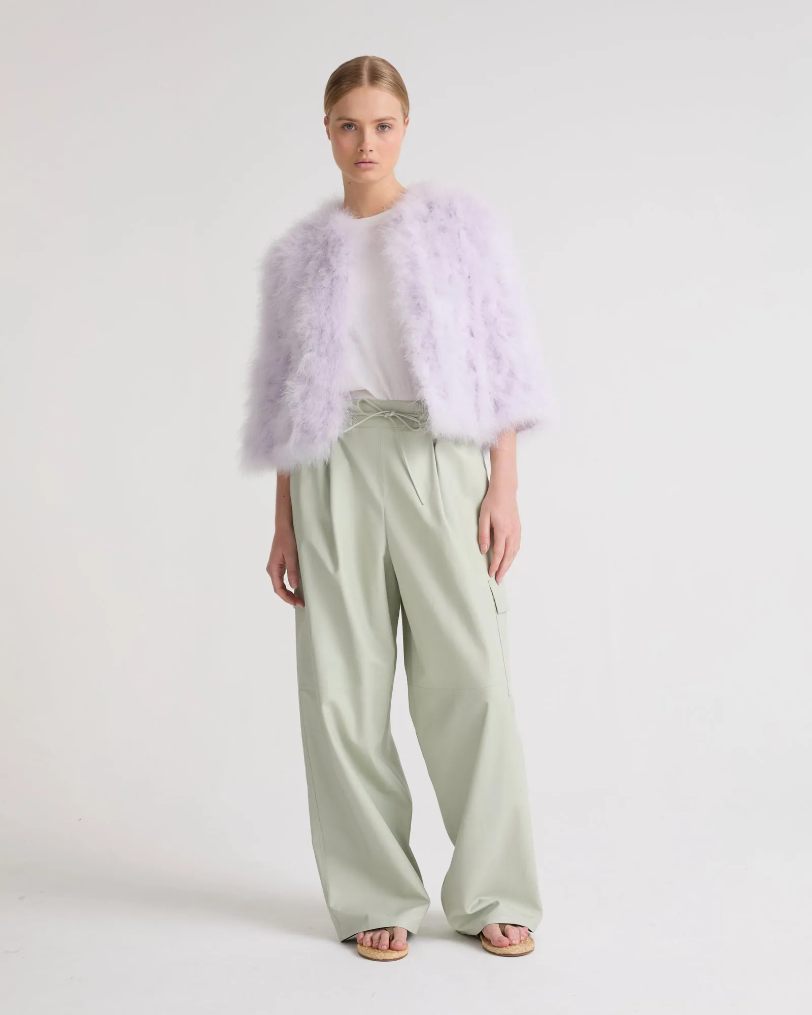 Short feather jacket