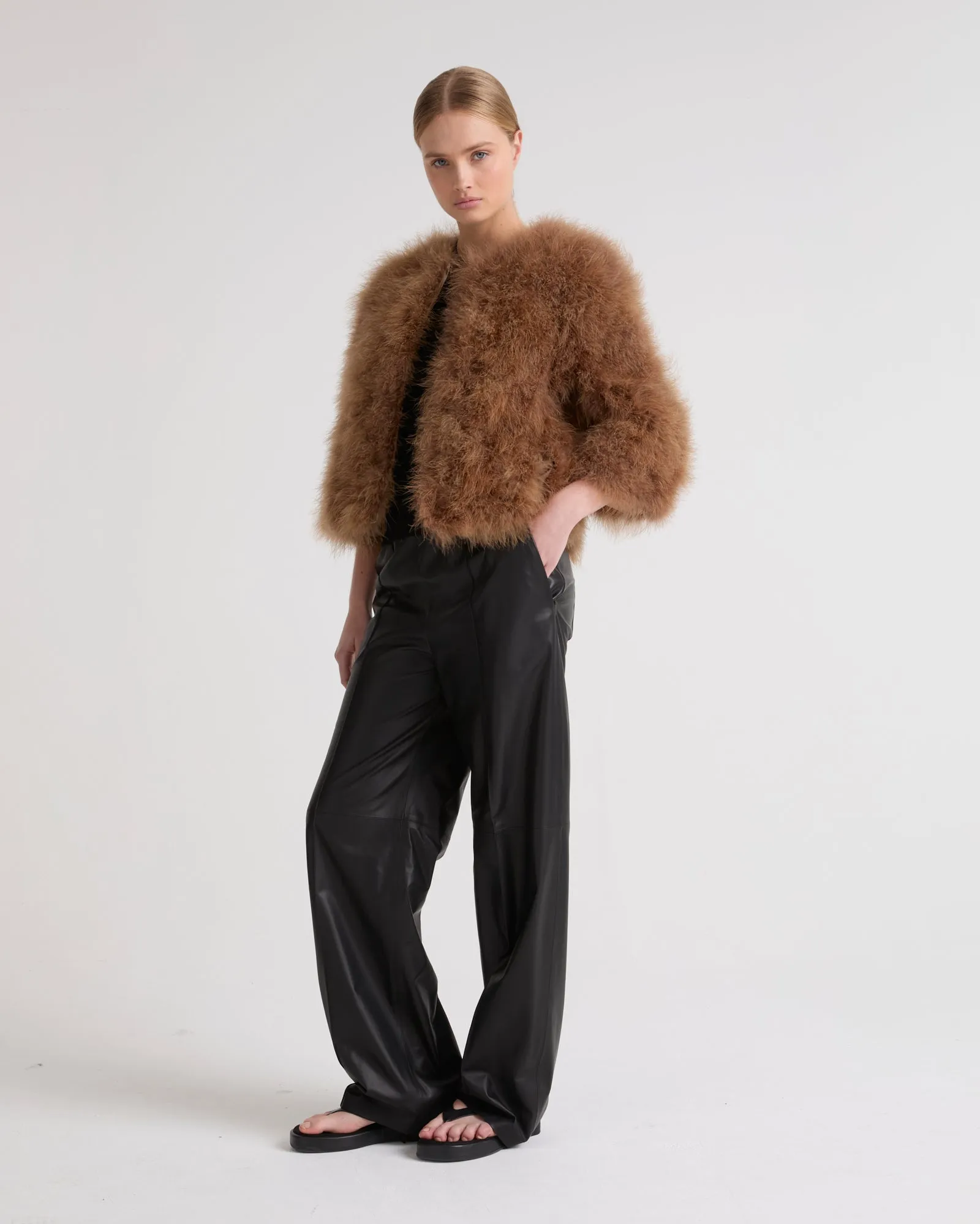 Short feather jacket