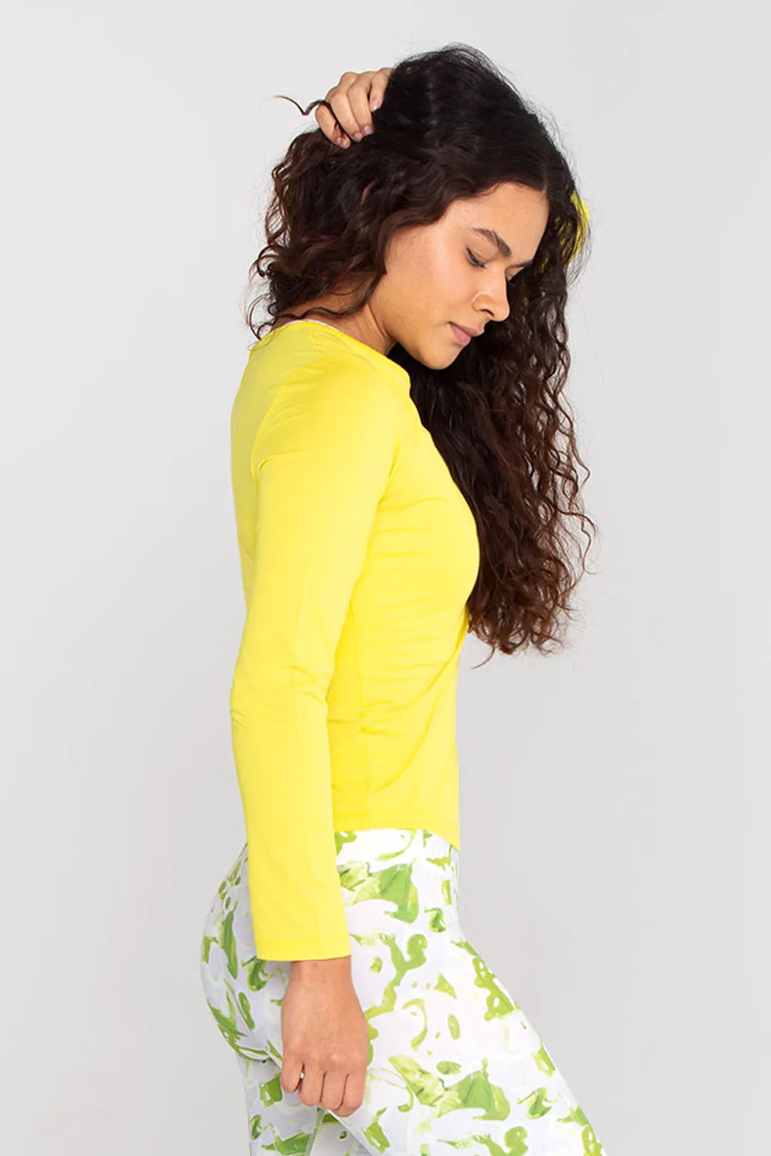 Side Drawstring Round Neck Long Sleeve Shirt