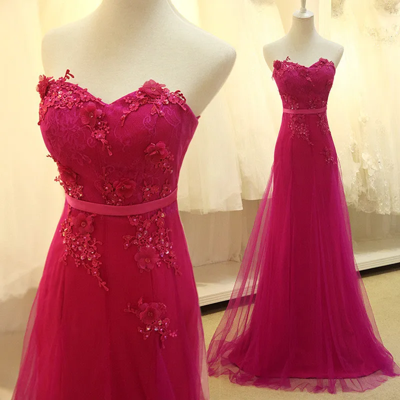 Simple A Line Prom Dresses Lace pattern Evening Dresses