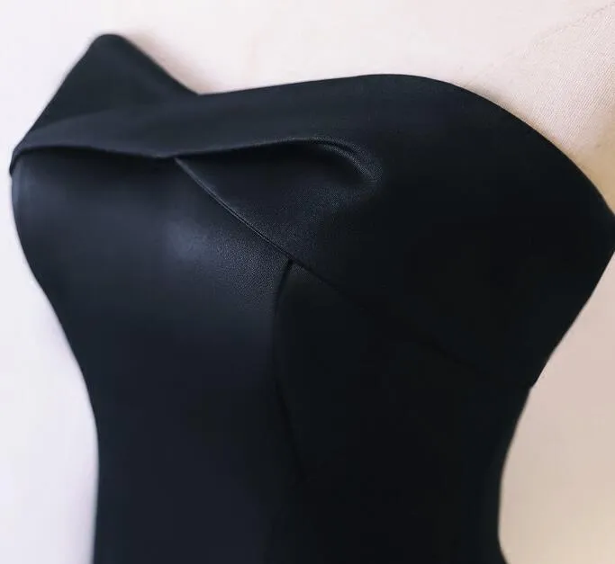 Simple Black Satin Long Party Dress, Simple Evening Dresses, Black Long Formal Dress