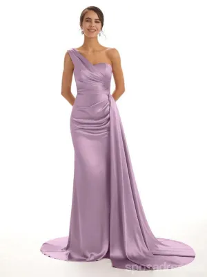Simple Mermaid Purple One Shoulder Cheap Long Prom Dresses Online,12689