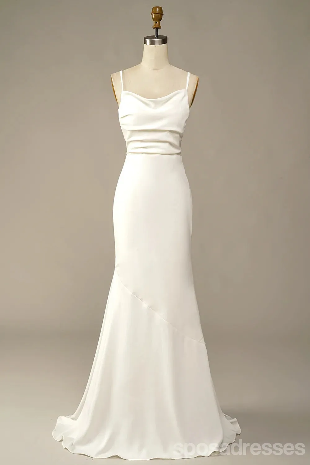 Simple Mermaid Spaghetti Straps Backless Cheap Long Prom Dresses,12965