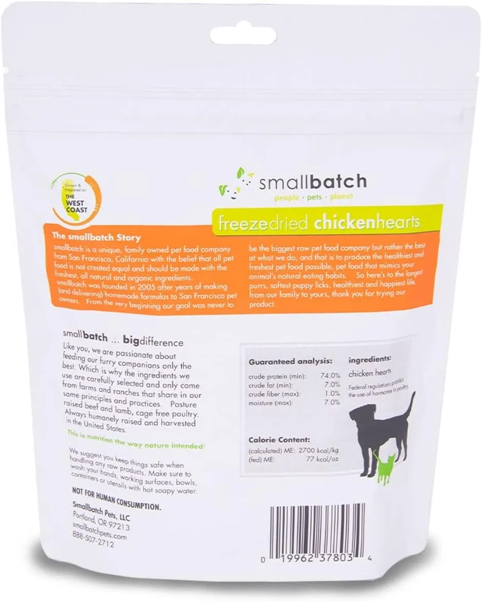 Small Batch Freeze Dried Dog Treat - Chicken Heart : 3.5 oz