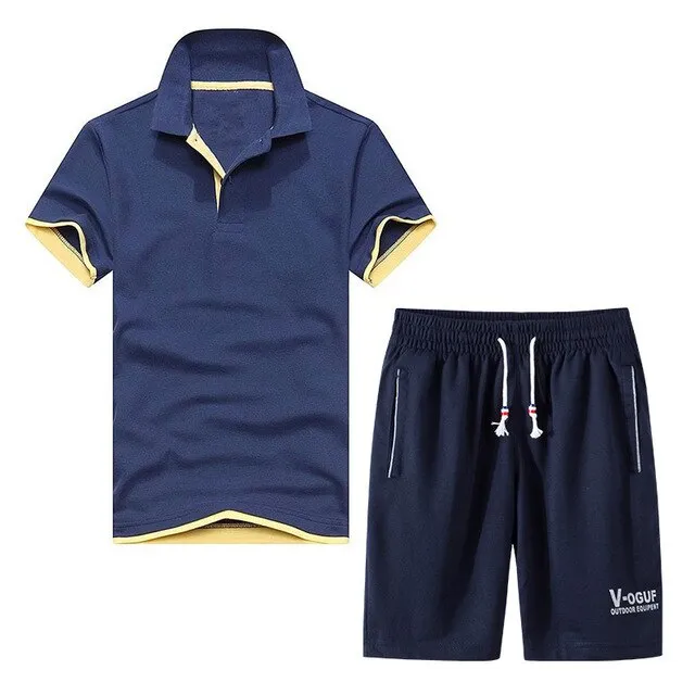 Suit Men's New Products With Two-piece Polo Shorts Sports Running Fitness Comfortable And Breathable