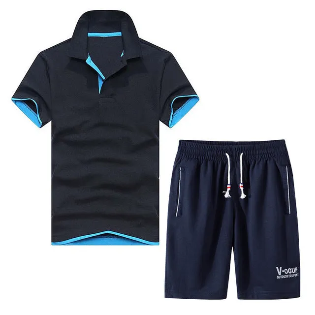 Suit Men's New Products With Two-piece Polo Shorts Sports Running Fitness Comfortable And Breathable