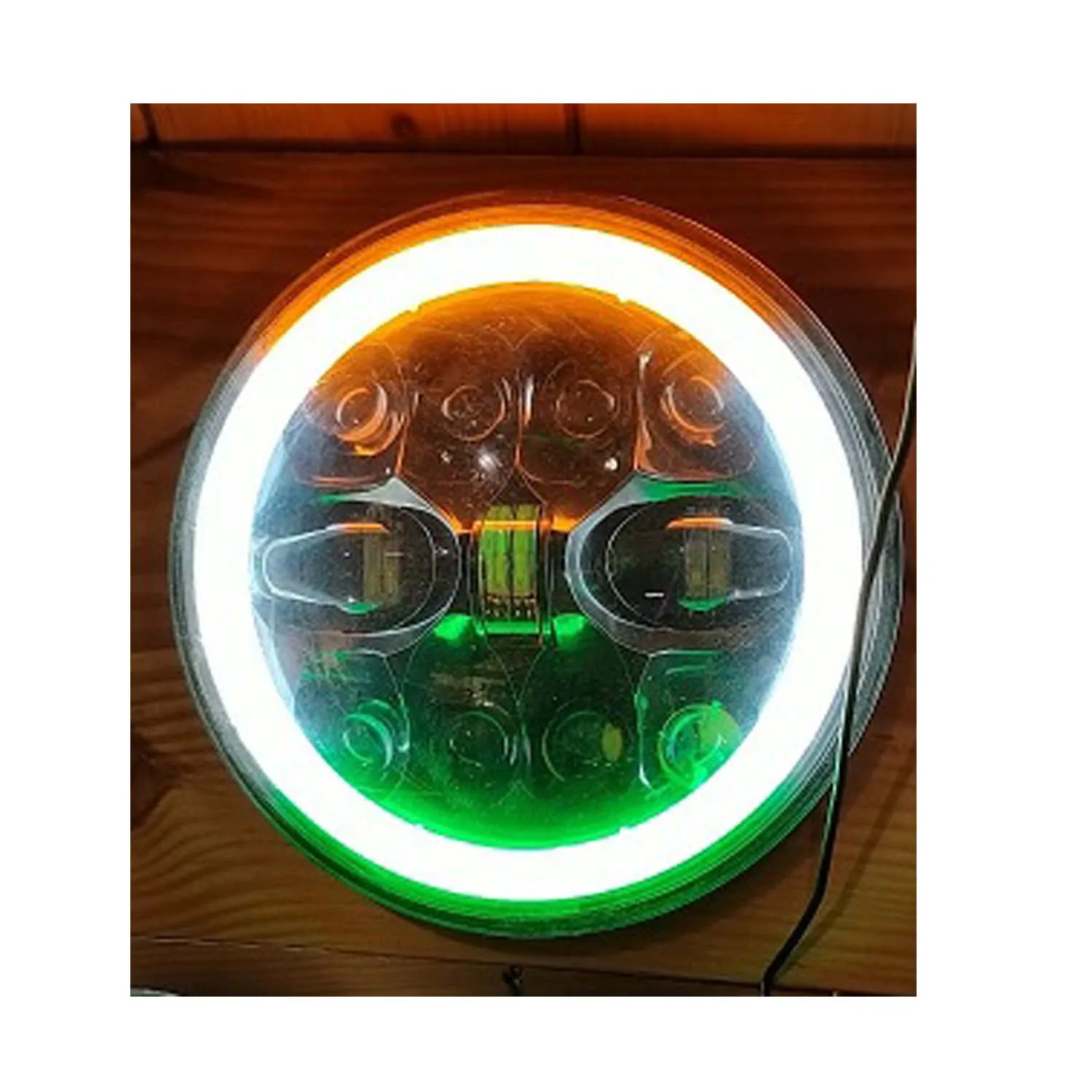 Super Bright 7" Inch Led Tri Pattern Headlight For Royal Enfield Classic.Electra,Standerd 350 & 500(Black)