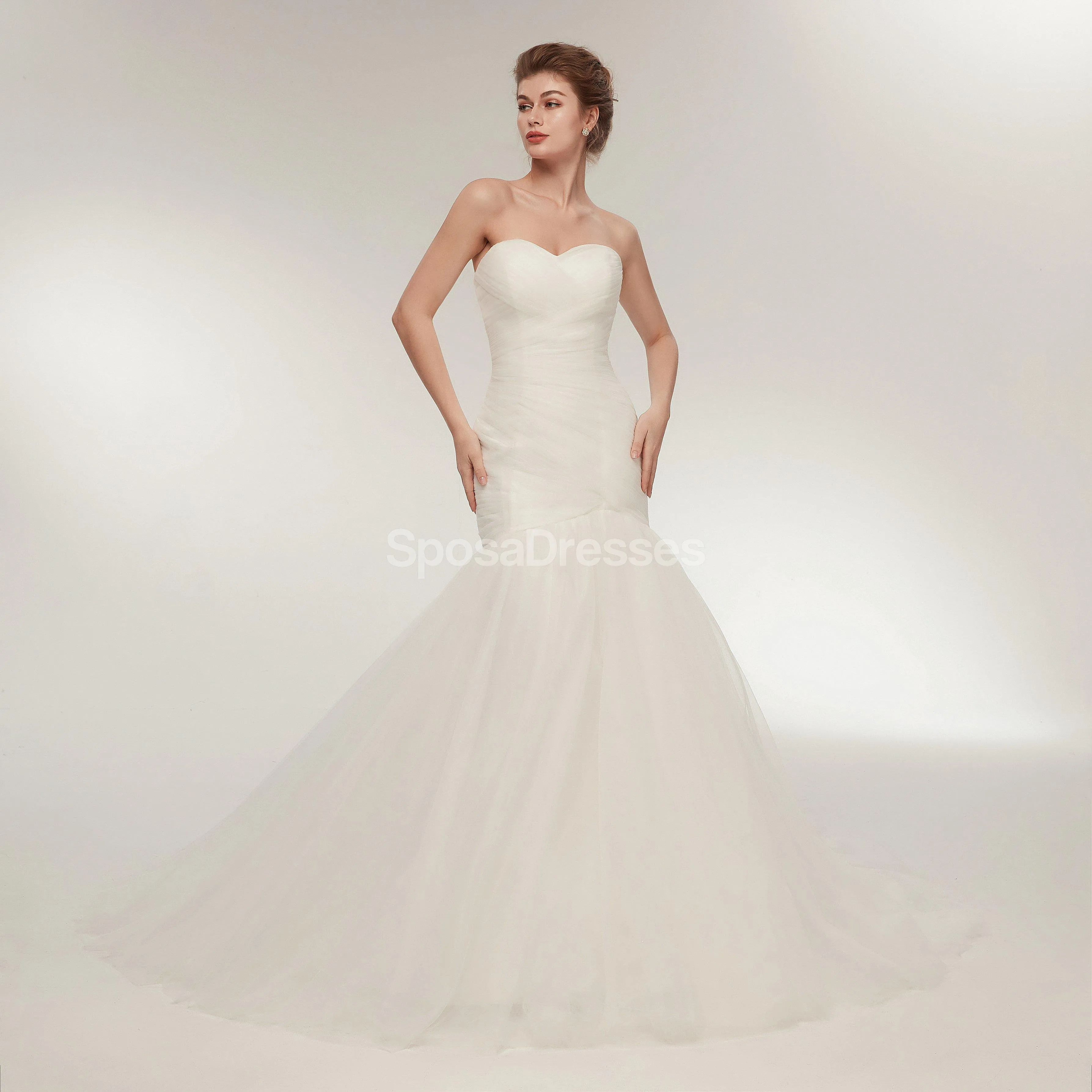 Sweetheart Tulle Mermaid Simple Cheap Wedding Dresses Online, Cheap Bridal Dresses, WD567