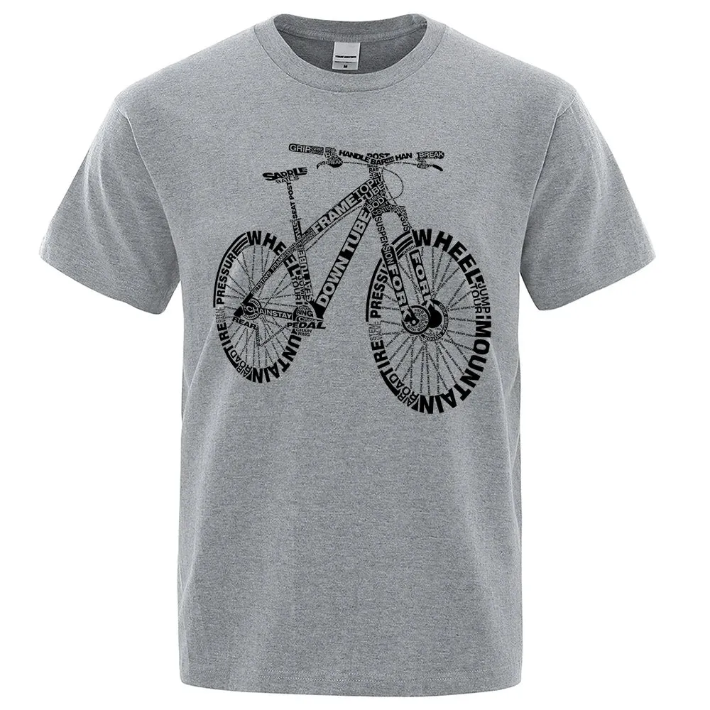 T-shirt de cycliste a la mode / Alphabet Style Mountain Bike Funny Print T-Shirts Men Summer Breathable Short Sleeves