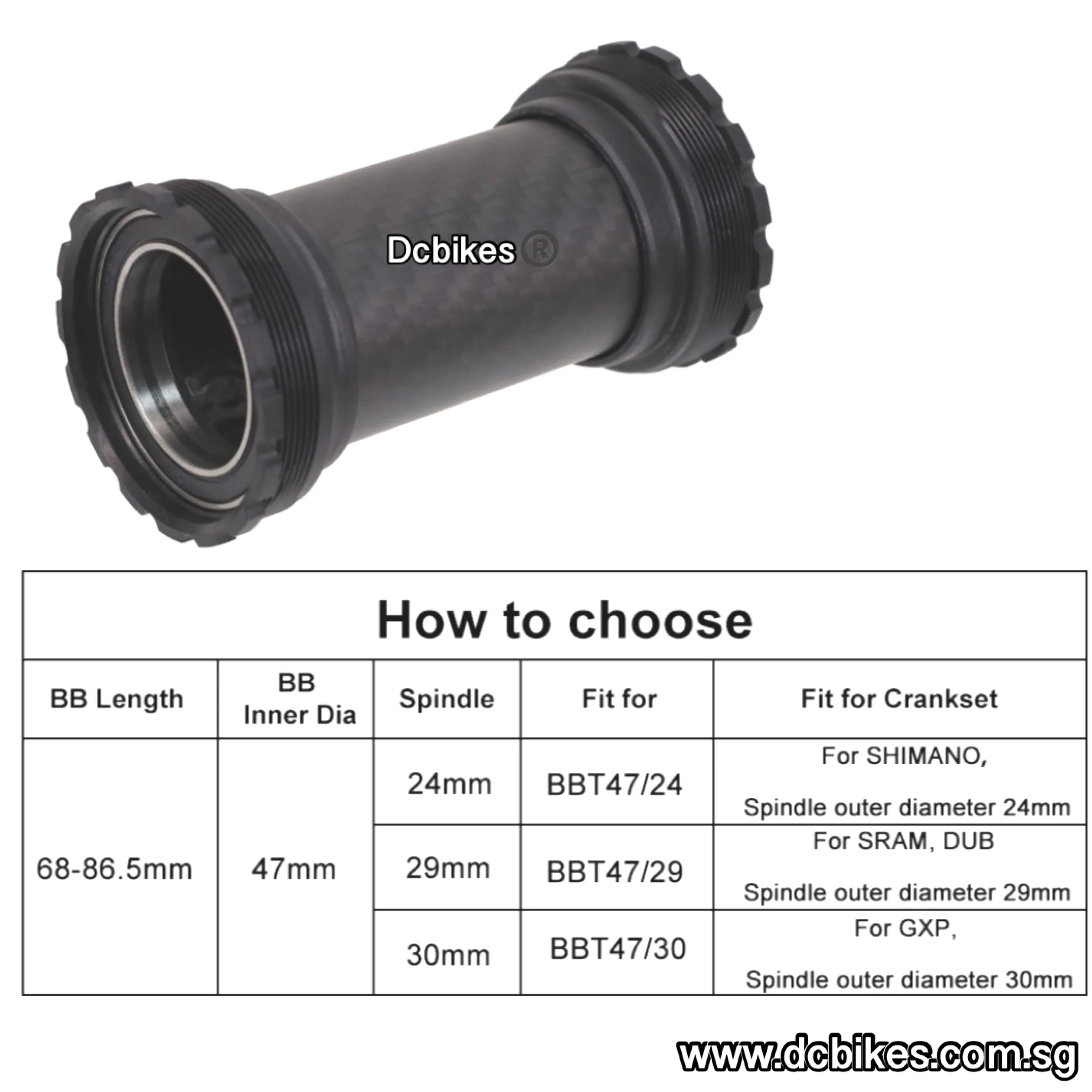 T47 Carbon Cema Ceramic Bearings 68mm-86.5mm Threaded Bottom Bracket BB For Crank Spindle 24mm | 29mm | 30mm