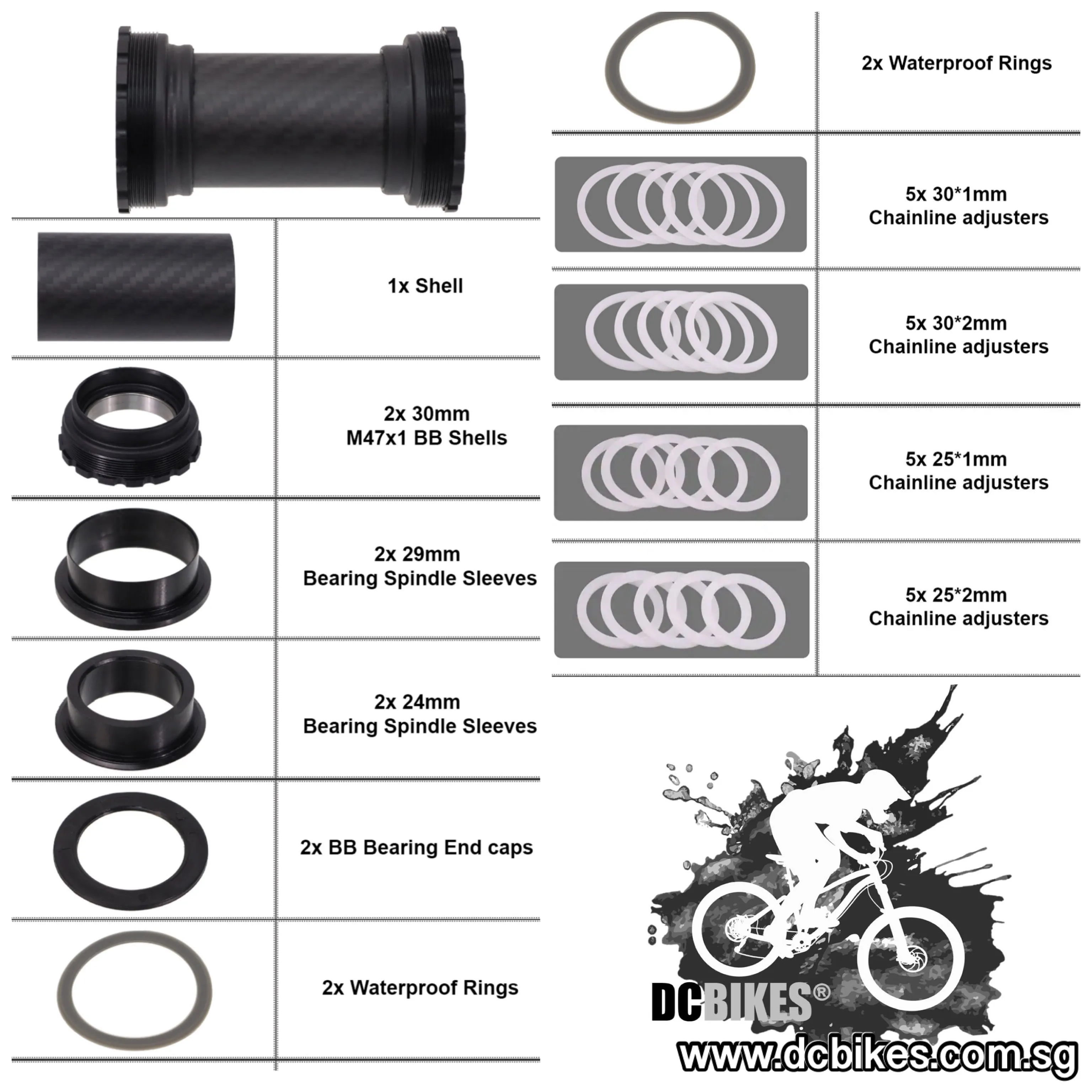 T47 Carbon Cema Ceramic Bearings 68mm-86.5mm Threaded Bottom Bracket BB For Crank Spindle 24mm | 29mm | 30mm