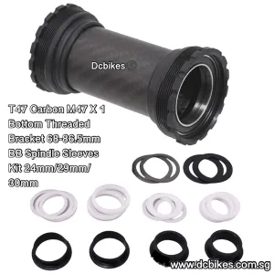 T47 Carbon Cema Ceramic Bearings 68mm-86.5mm Threaded Bottom Bracket BB For Crank Spindle 24mm | 29mm | 30mm