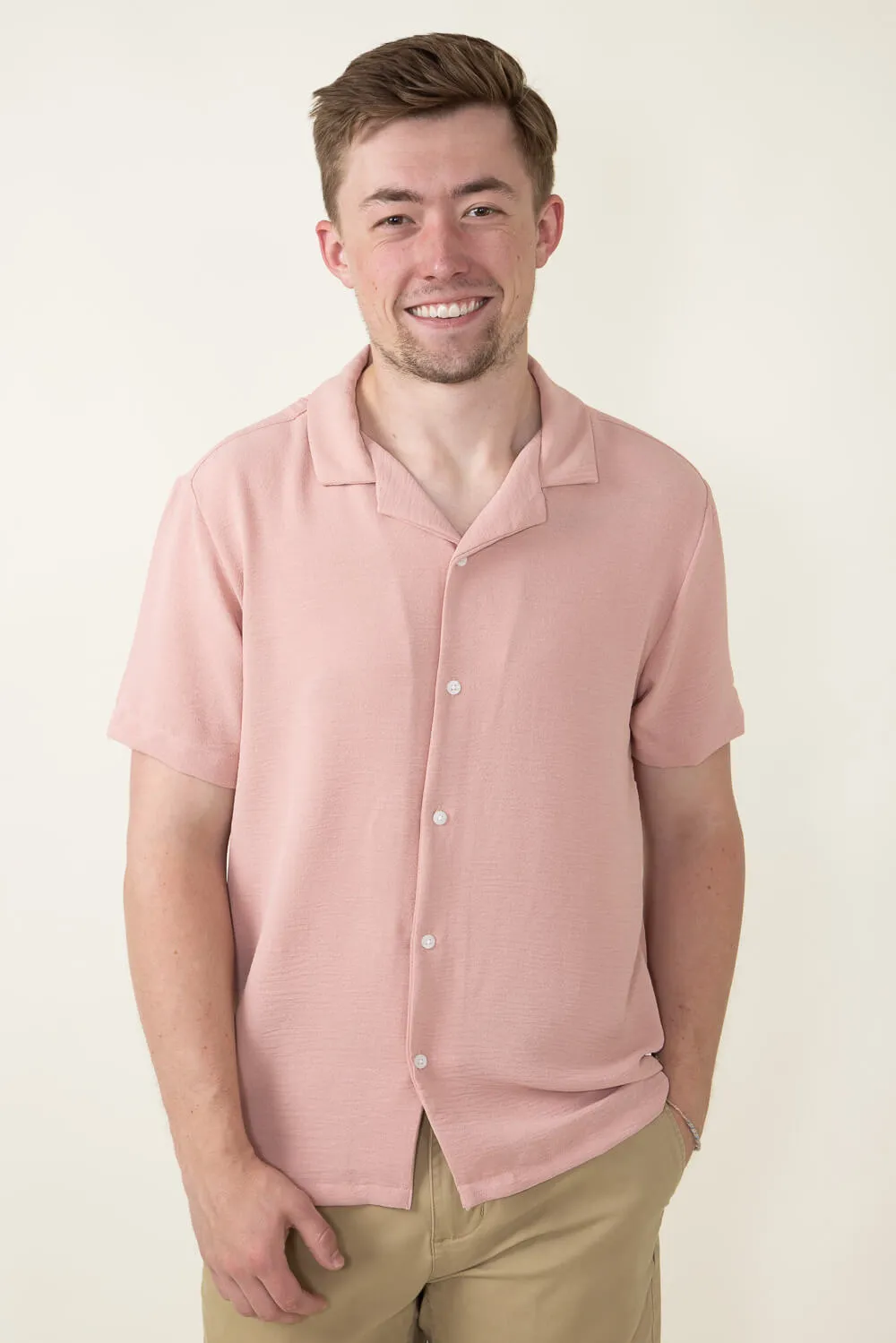 Textured Button Up Shirt for Men in Mauve | CVS-9476-MAUVE