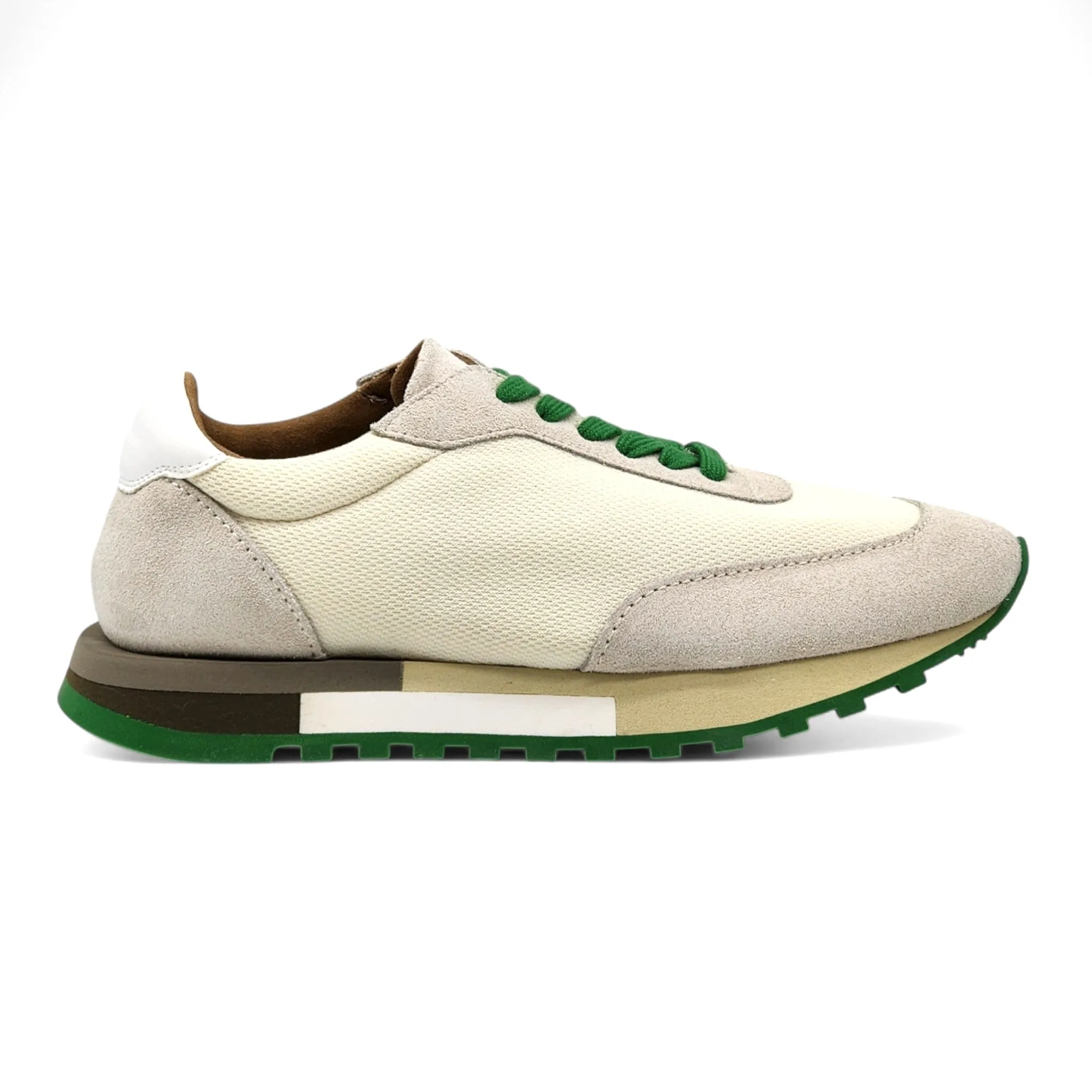 The Row Owen Runner Sneakers - Mesh and Suede - Beige/Green 35