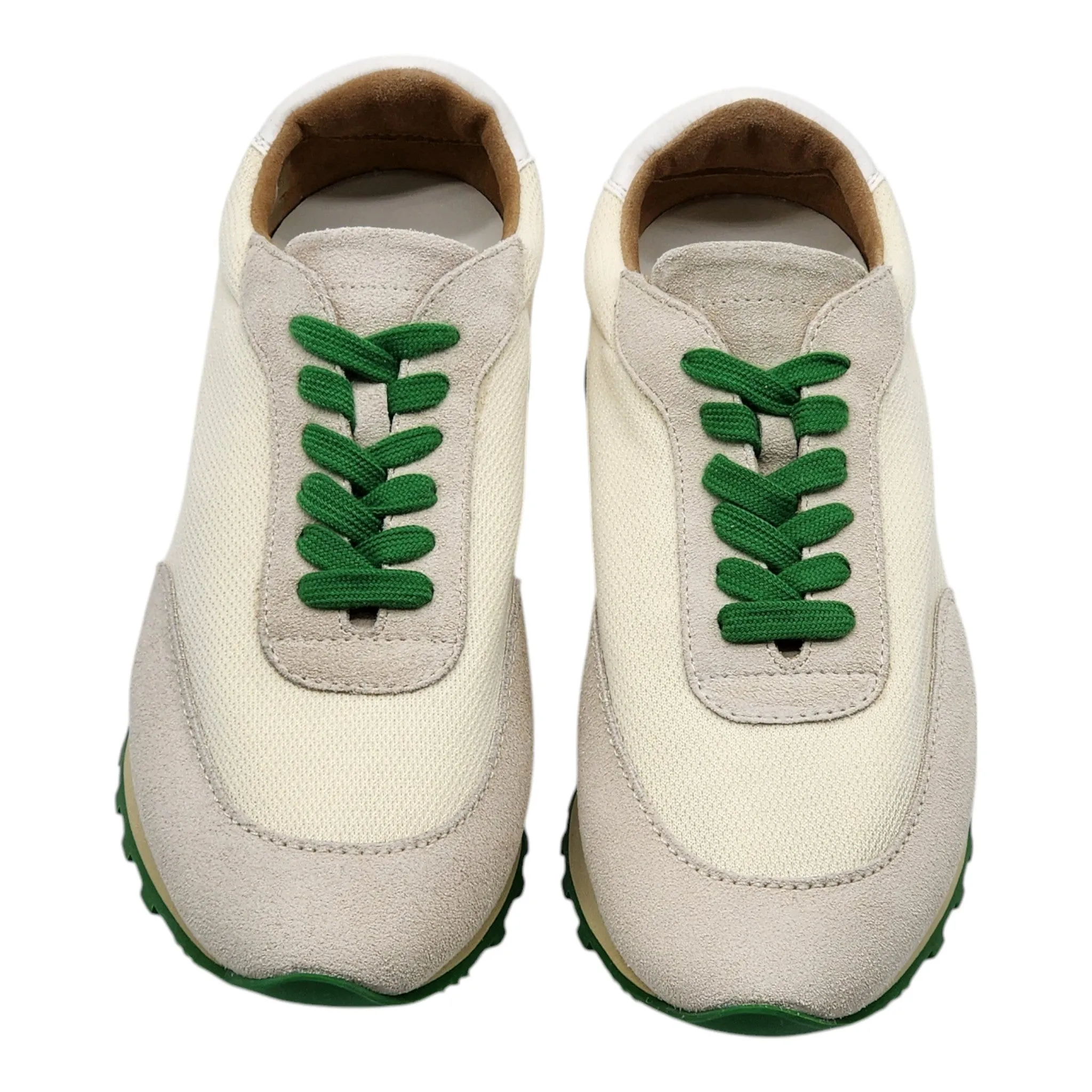 The Row Owen Runner Sneakers - Mesh and Suede - Beige/Green 35