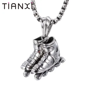 TIANXI Punk Gothic Cool Titanium Stainless Steel Sports Shoes Shape Pendants Necklaces for Men Jewelry