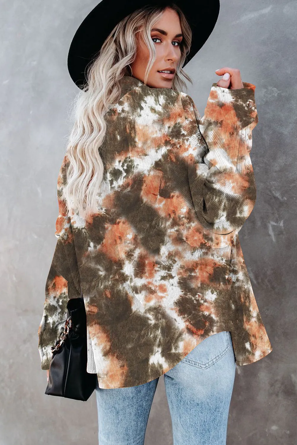 Tie Dyed Loose Corduroy Shirt