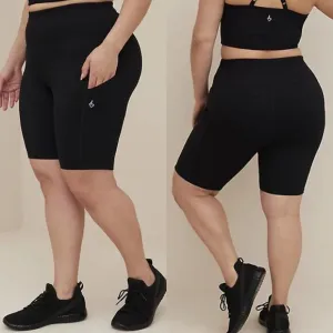 Torrid Womens NWT Black Performance Core Ribbed Trim 9 Inch Active Bike Short 4X