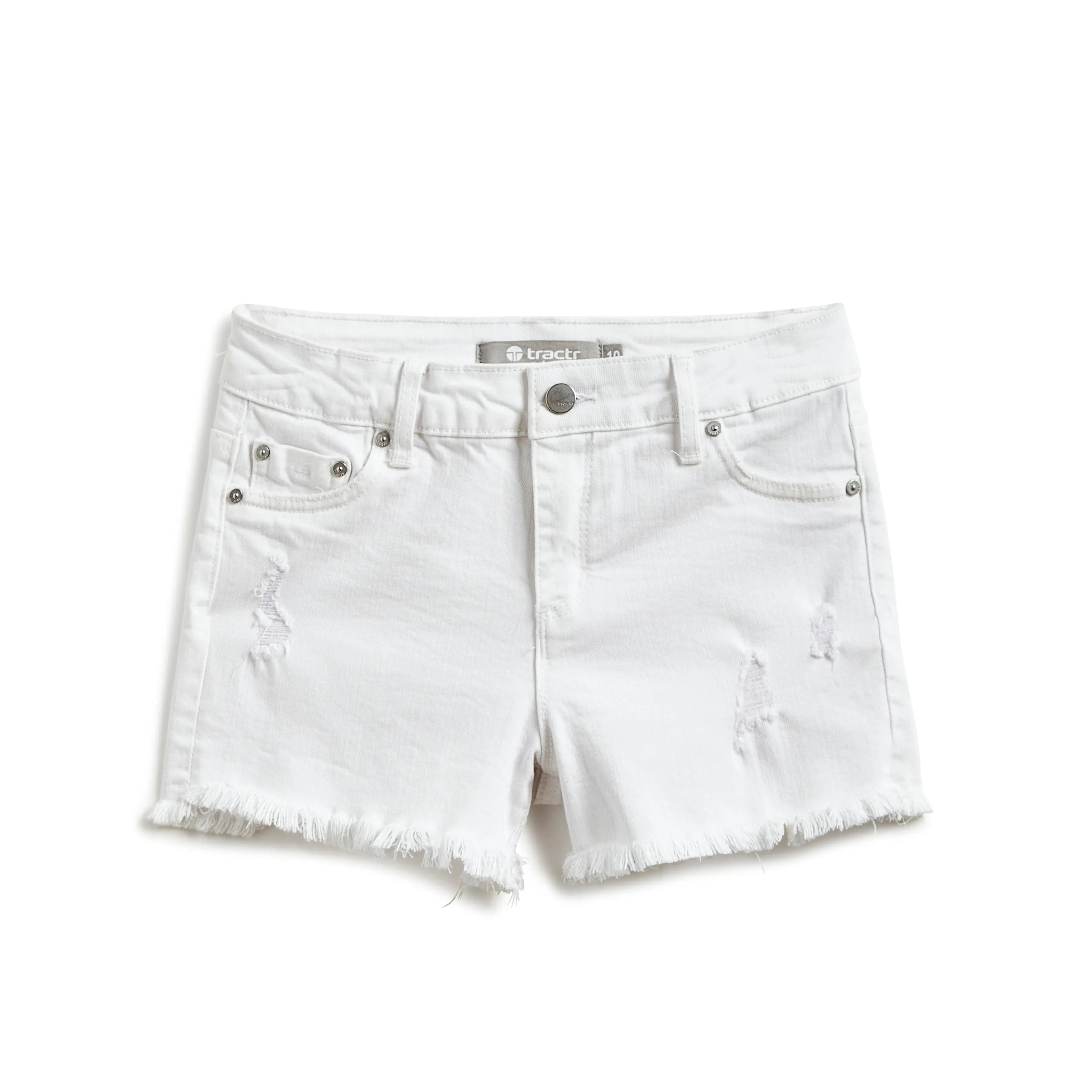 Tractr Girls White Fray w/Destruction Brittany Shorts
