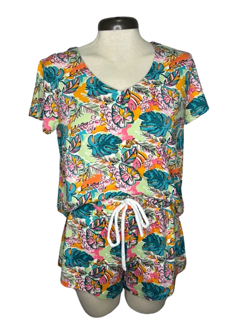 Tropical Monstera Leaf Pajama Shorts
