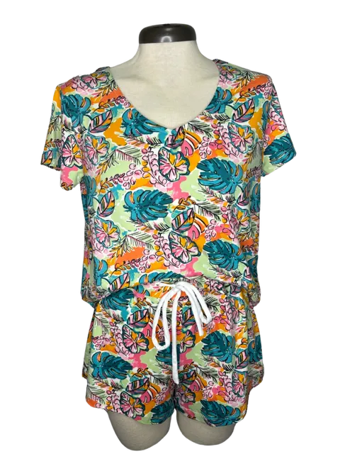 Tropical Monstera Leaf Pajama Shorts
