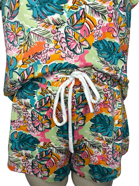Tropical Monstera Leaf Pajama Shorts