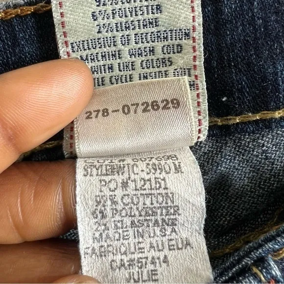 True‎ Religion Jeans Julie Made In USA Low Rise Y2K Blue Denim Women's Size 28