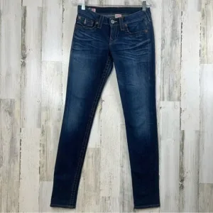 True‎ Religion Jeans Julie Made In USA Low Rise Y2K Blue Denim Women's Size 28