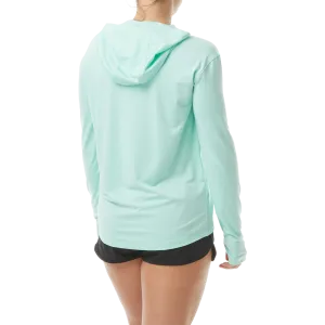 TYR Women's SUNDEFENSE™ Mint Hooded Long Sleeve Shirt