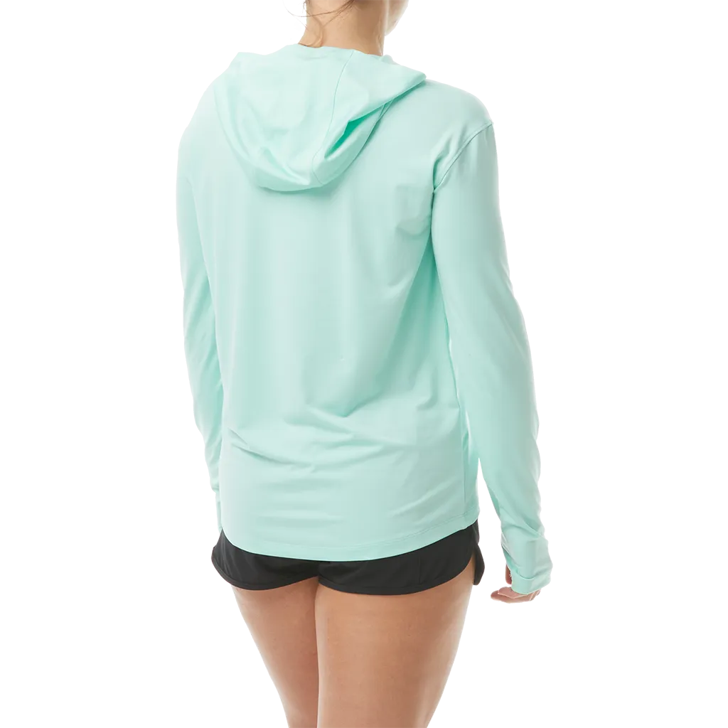 TYR Women's SUNDEFENSE™ Mint Hooded Long Sleeve Shirt