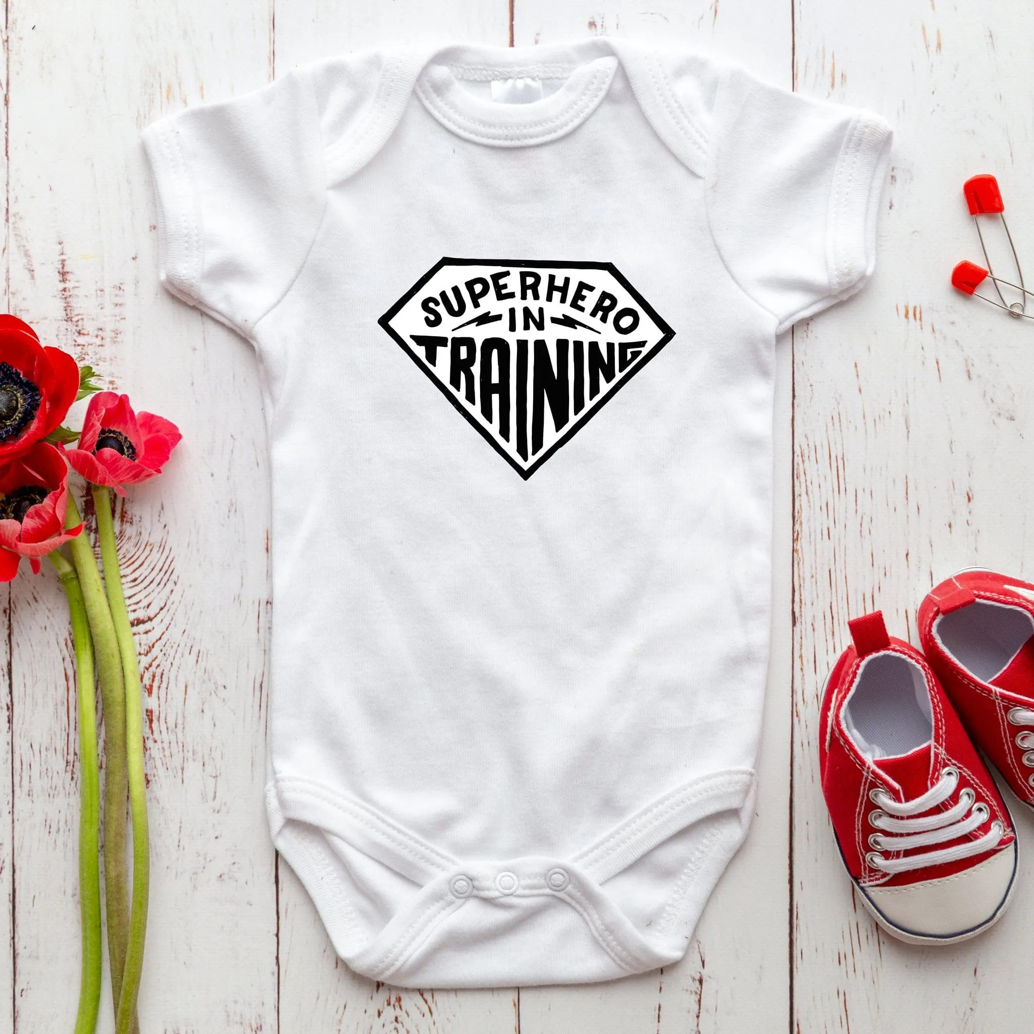 Unisex Superhero In Training Baby Onesie