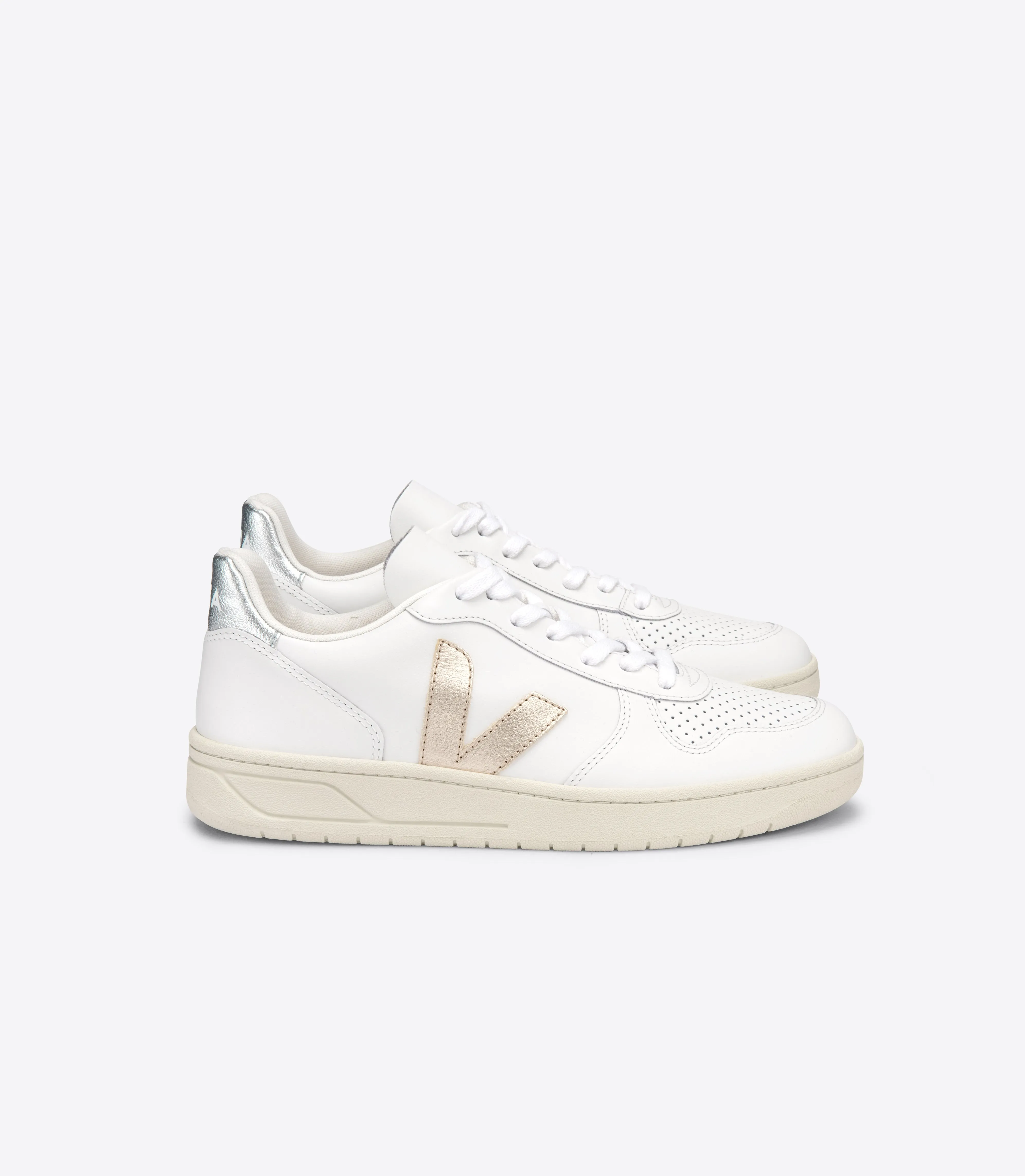 V-10 Leather White Platine Silver
