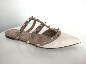 Valentino Ivory Patent Rockstud Mule Flat