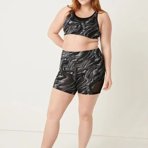 Victoria's Secret High Waist Bike Short Meduim Marble Ultimate With Mesh