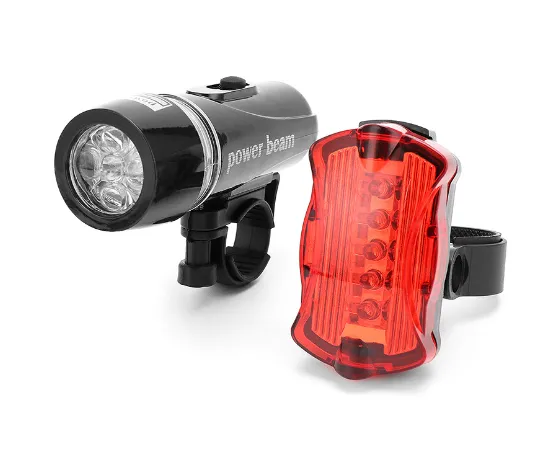 Waterproof Super Bright 5 LED Bike Headlight & Rear Safety Flashlight