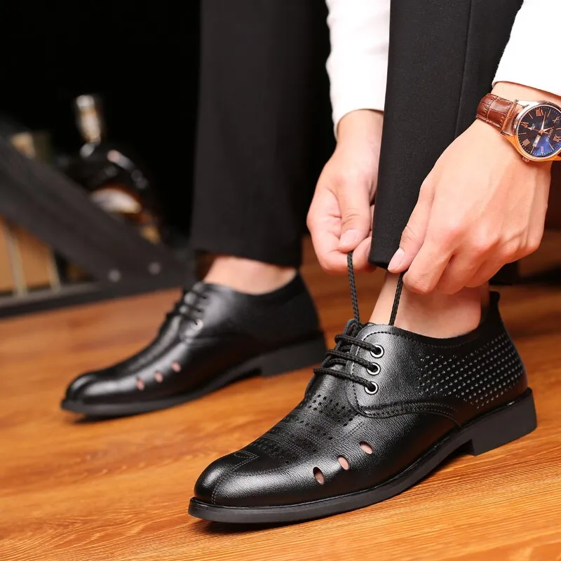 Wing Tip Shoes Genuine Leather Mens Handmade Shoes