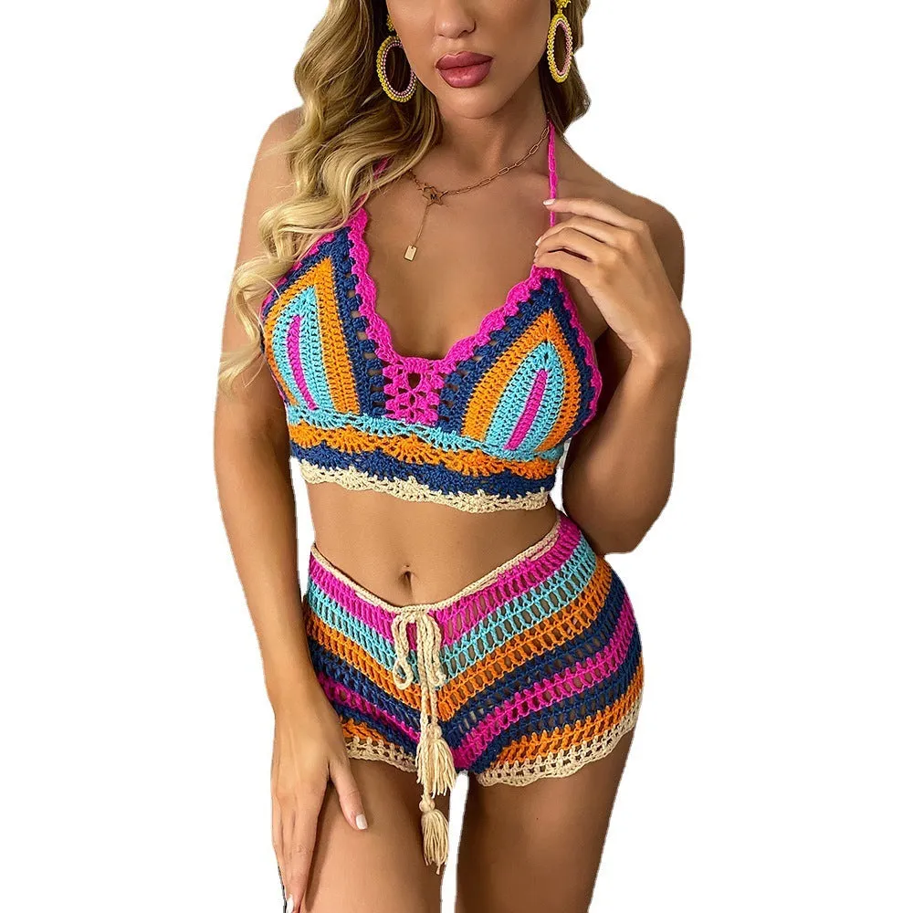 Women's Hand Crochet Knitted Swimsuit Set fashion