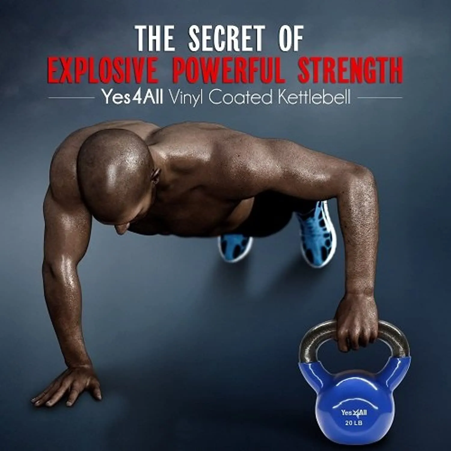Yes4All Vinyl Coated Kettlebell Weights, Weight Available: 5, 10, 15, 20, 25, 30, 35, 40, 45, 50 Lb - Strength Training Kettlebells for Weightlifting, Conditioning, Strength & Core Training