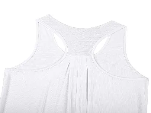 Yoga Tank Tops for Women Activewear Workout Sport Tops Loose Fit Running Shirts Super Soft Silky Tops White M
